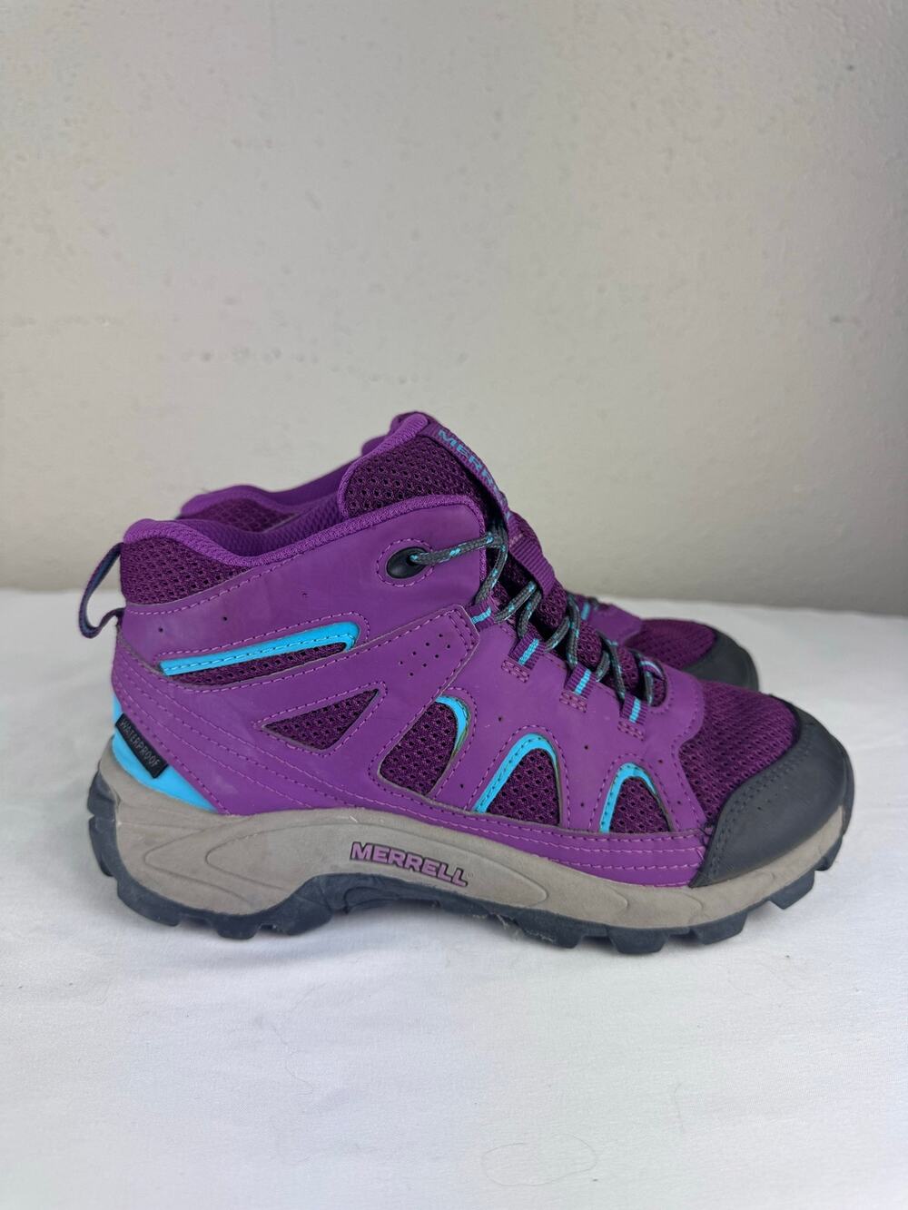 Merrell Kids Oakcreek Mid Lace Waterproof Purple Boots Girls Size 3